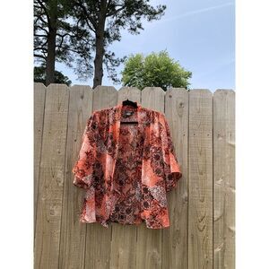 Nue Options Petite Floral Open Front Cardigan Lightweight Small PS Petite‎